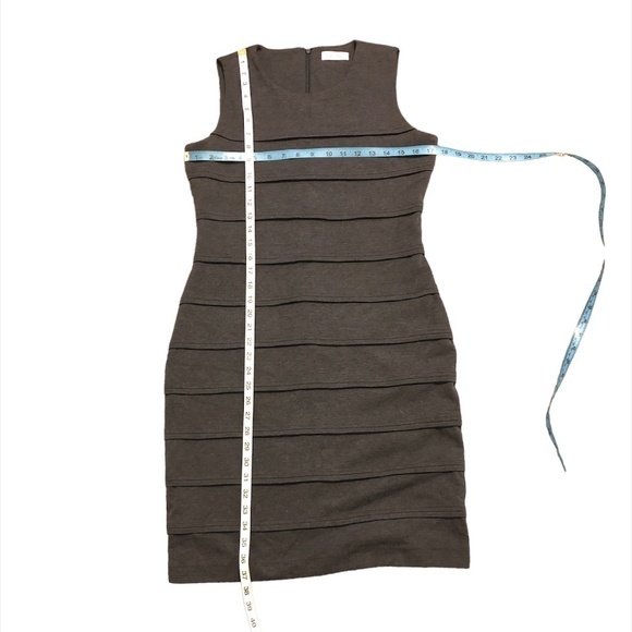 CALVIN KLEIN Sheath Dress Women's Size Small Gray Sleeveless Knit Stripes - Picture 4 of 9